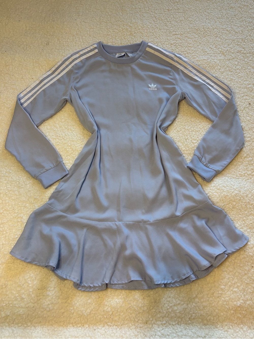 Adidas Women Periwinkle Blue Long Sleeve Ruffle Hem Dress